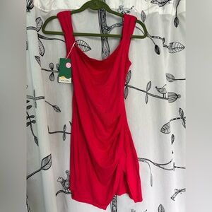 NWT Halara Red Sleeveless Mini Dress with Front Slit